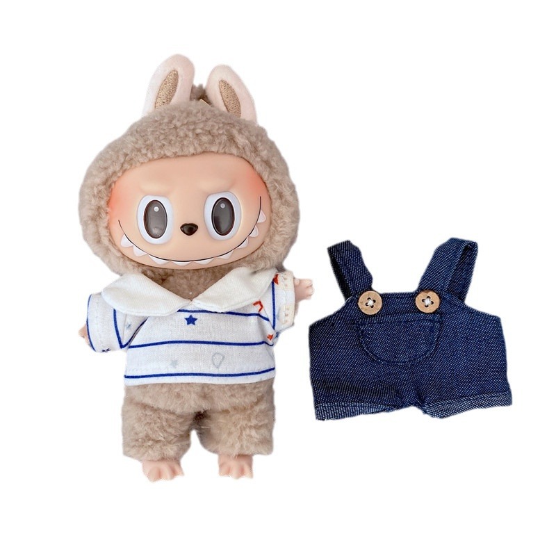 Labubu Ropa Accesorios 15cm trapo tela colgante muñeca ropa camiseta suspender pantalones traje [ropa para la venta solamente]