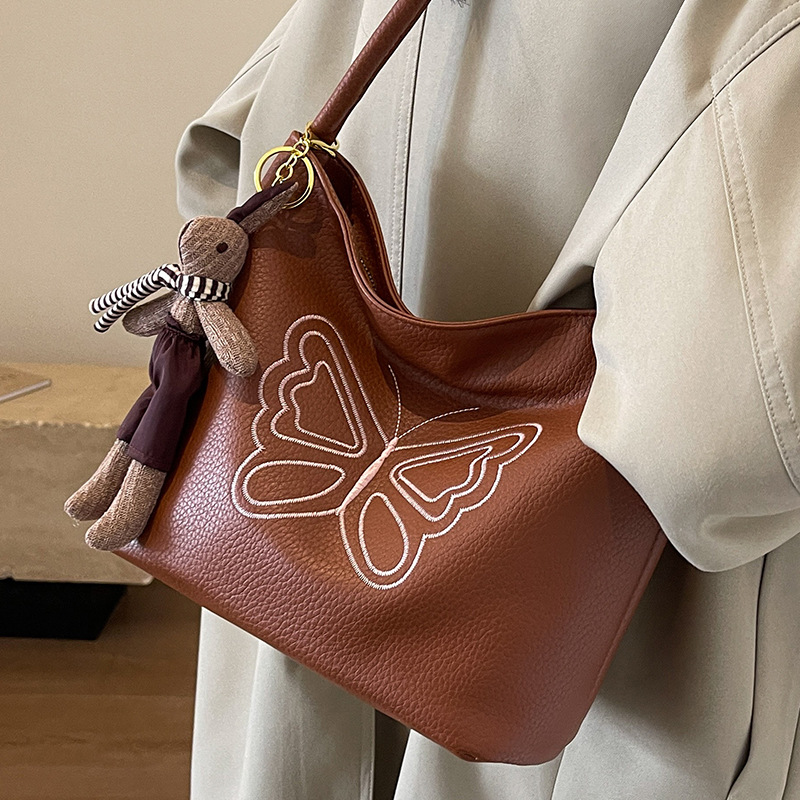 Borsa a spalla vintage ricamata farfalla grande per donna_voghion.com