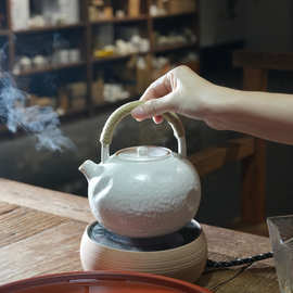 手工苏打釉陶壶家用功夫茶具提梁烧水壶电陶炉养生壶带滤孔煮茶