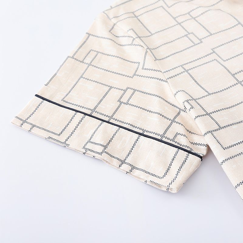 Pijamas de verano de algodón de manga corta para hombres, set de pantalones largos, set de ropa casera delgada de verano se puede usar fuera de dos piezas