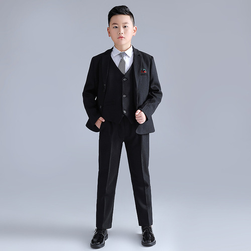 Children's suit with extra fat and handsome three-piece suit for middle-aged and older children, fat version of student piano host dress