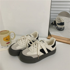 2023秋季英倫風飛機頭帆布鞋女韓版運動百搭休閒板鞋學生粉色女鞋