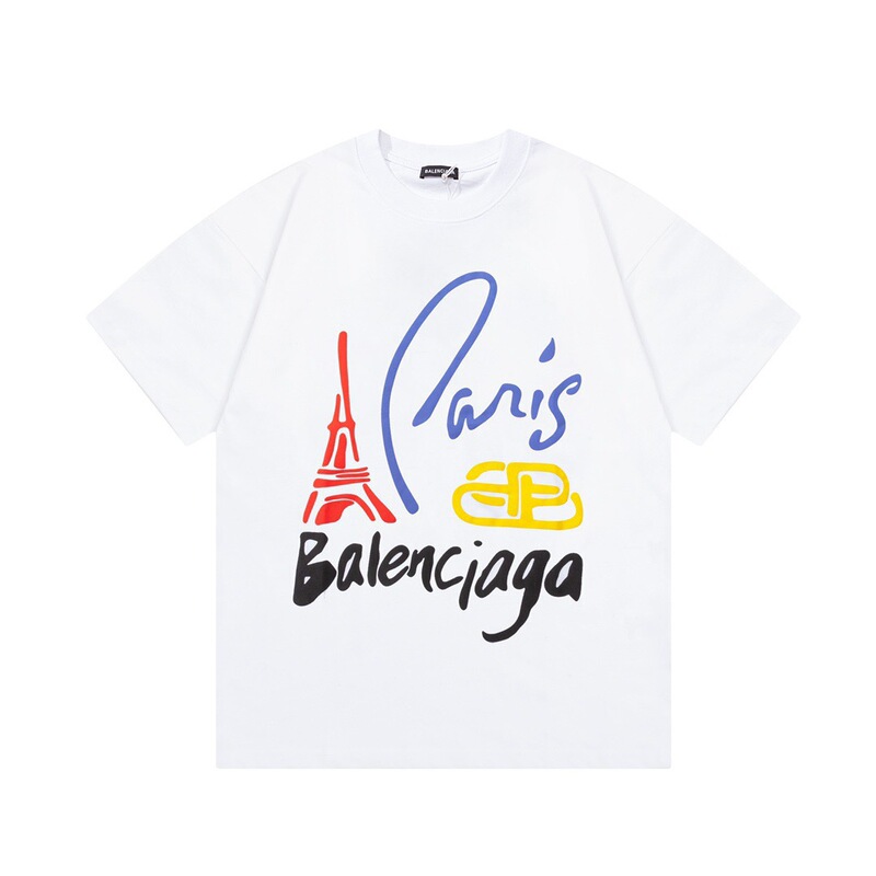 パリハイバージョンBファミリーTシャツ25s春夏新作ヘビーコットンラウンドネック半袖Tカジュアル万能男女同型|undefined