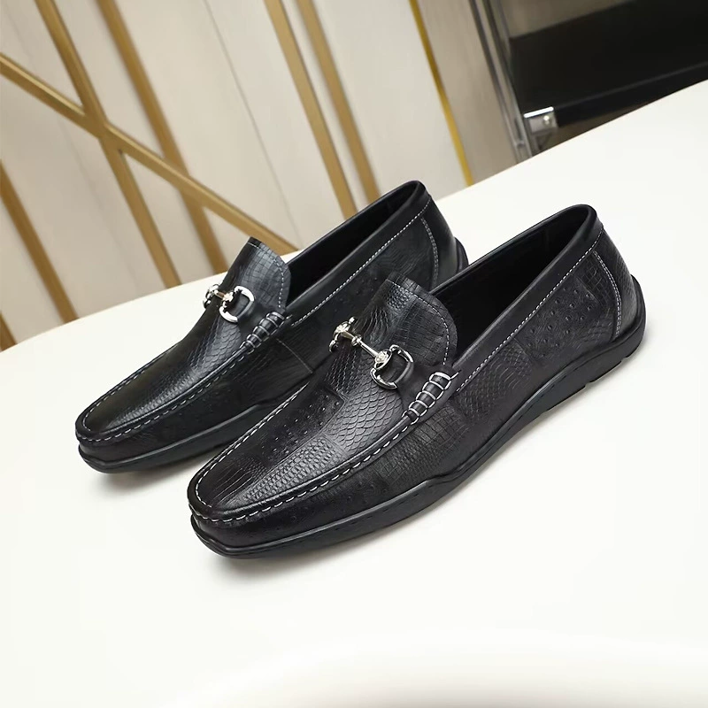 Мужские лоферы весна 2025, из натуральной кожи, без застежек, оптом.