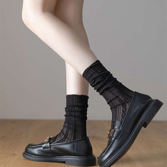 White Short Mid-Calf Pure Desire JK Striped Bunchy Lace Net Mesh Socks for Girls Sweet Summer Thin Version Ins