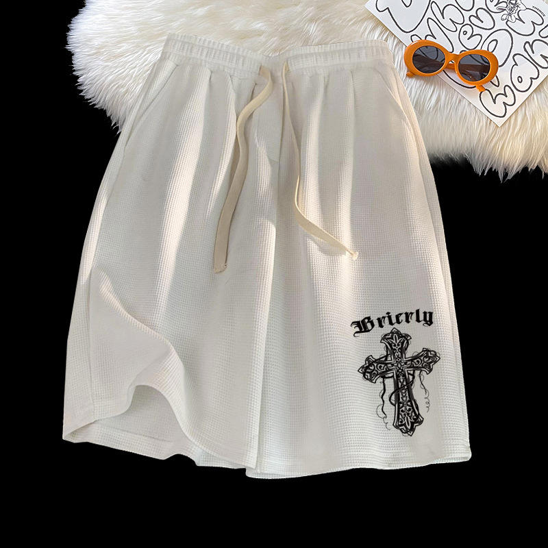 Venta directa de fábrica verano waffle casual shorts hombres verano suelto deportes pantalones hombres Moda pantalones cortos