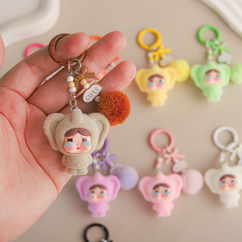 Cute Crying Baby Flocked Travel Elephant Nose Doll Pendant School Bag Pendant Pendant Mobile Phone Chain Gift for Best Friend