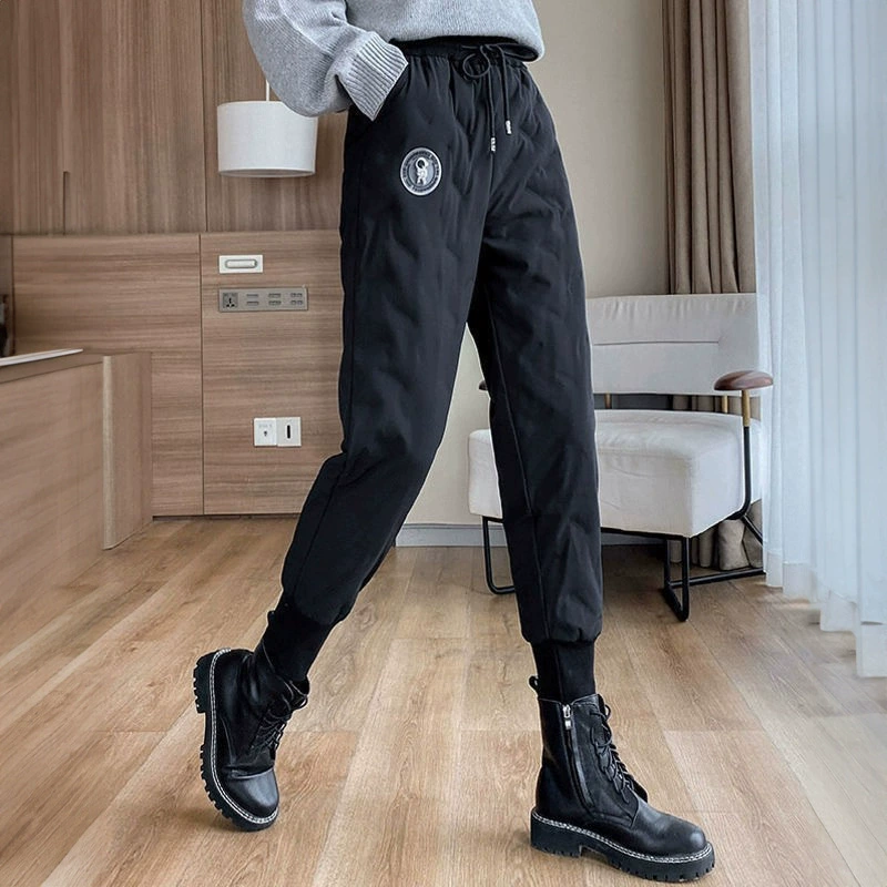 Женские хлопковые брюки для активного отдыха, новая модель зима 2025, утепленные, повседневные, свободного кроя, облегающие брюки-джоггеры, теплые хлопковые брюки.