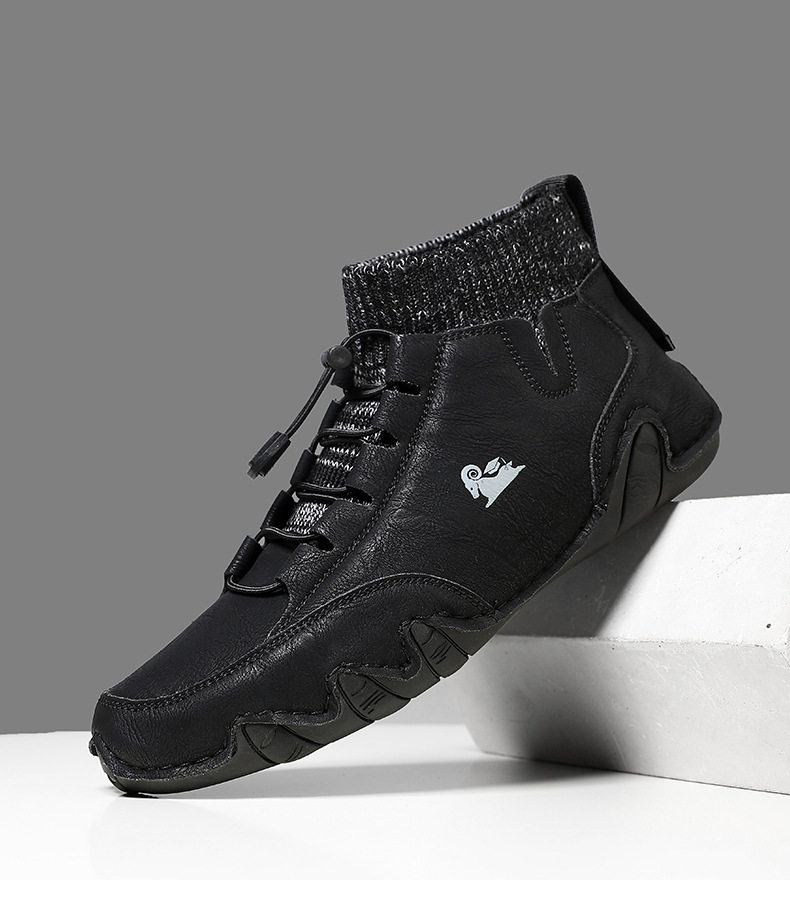 Bốt Martin cổ cao LDECK cổ vừa, thun co giãn, đế bằng, form unisex — C8007 kaki, C8007 màu xám, C8007 màu đen, C8007 đen M (kiểu lót nhung) chi tiết 33