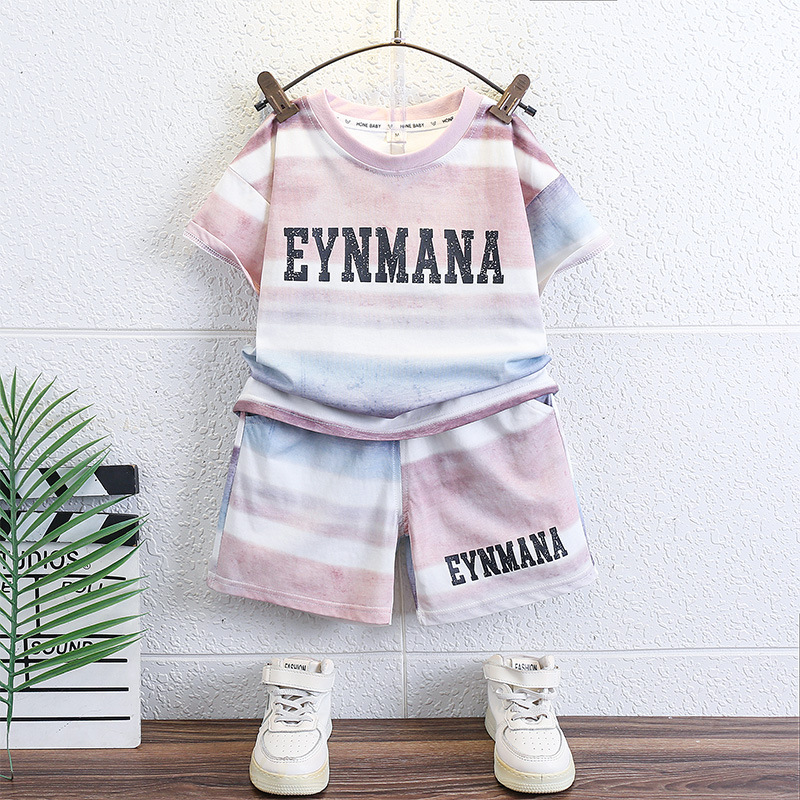 7143 Traje de verano para niños 2025 Nuevo estilo de moda para niños Estilo coreano de manga corta de dos piezas Ropa de verano para niños Trendy
