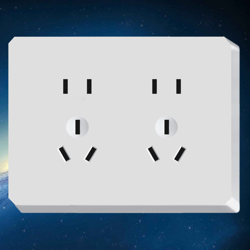 十孔插座10A明装面板两位五孔墙壁插座集装箱无需底盒枪钉安装