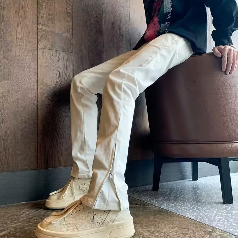 American-style High Street Vibe Fashion Brand Nine-point Ripped Jeans Men's Spring and Summer Loose Design Sense Split Retro Pants