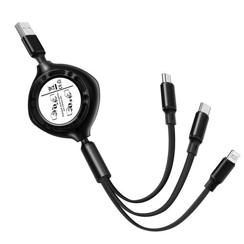 Multifunctional three-in-one retractable mobile phone data cable suitable for Huawei TYPE-C Android Apple charging cable three heads
