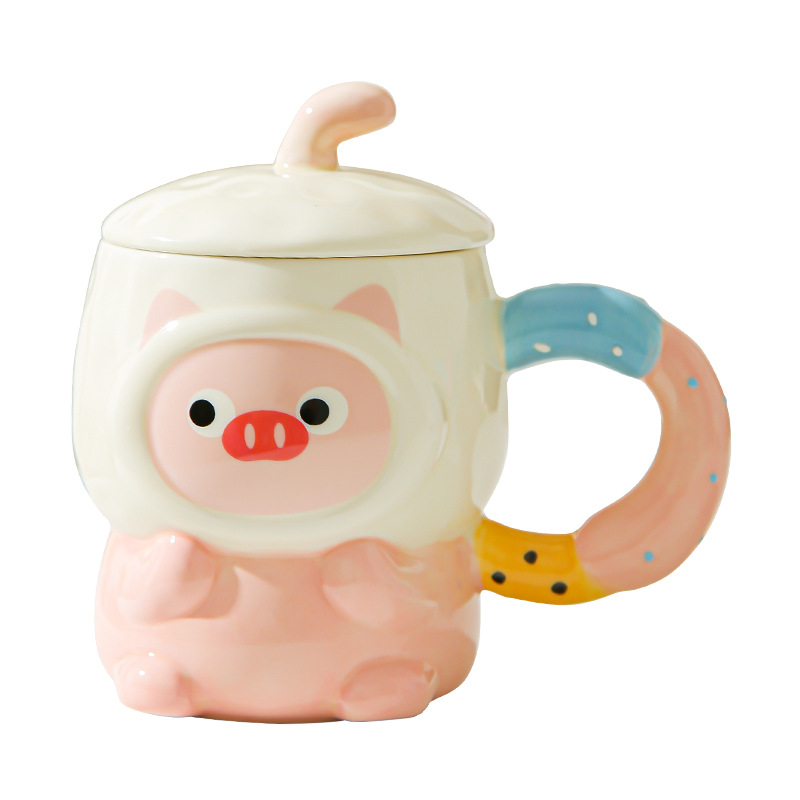 Caricatura encantadora cerimía cerámica con tapa para dar a la chica cumpleaños amiga práctica acompañante caja de regalo