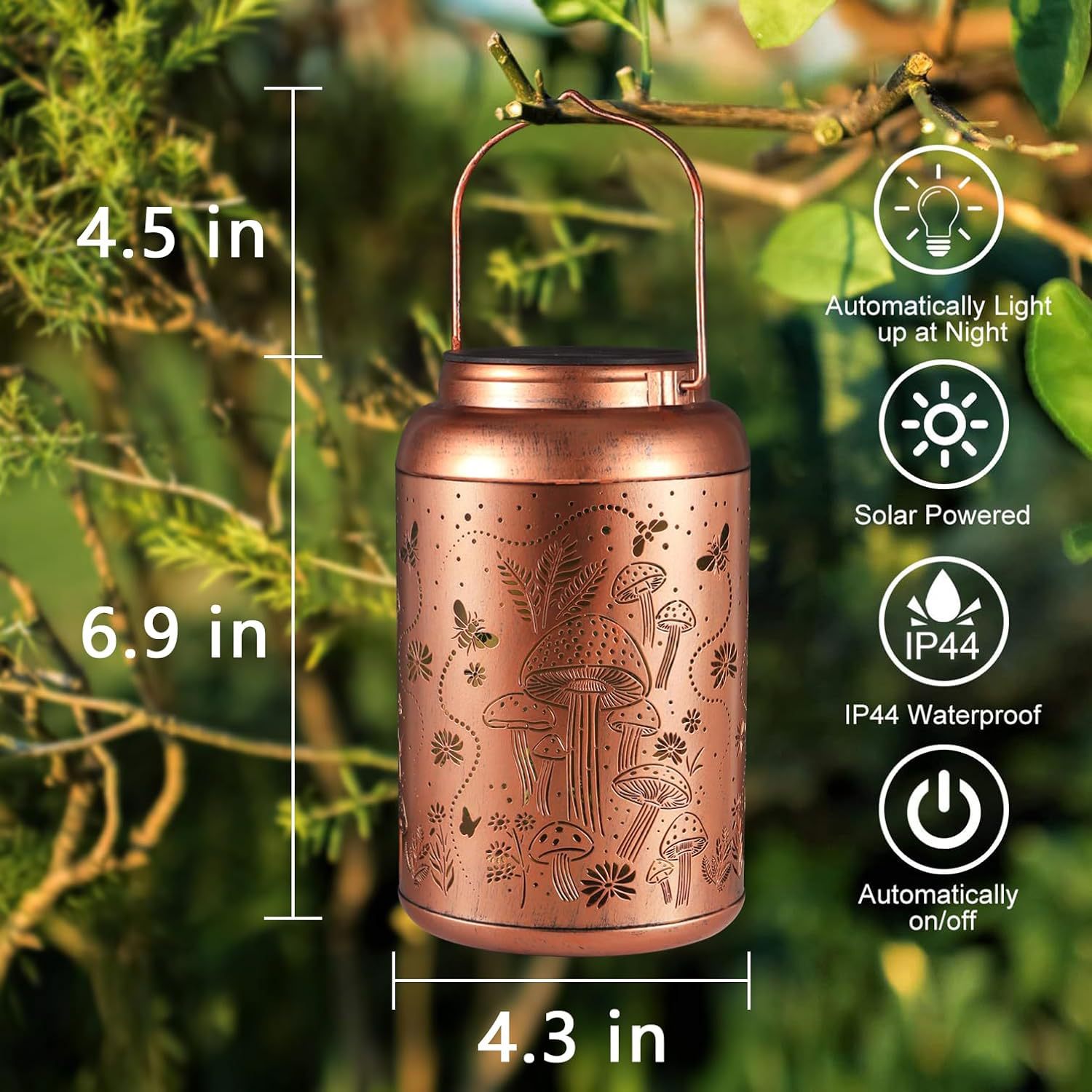 태양 빛 야외 방수 꿀벌 버섯 장식 선물 여성 엄마 매달려 태양 빛 야외 금속 LED