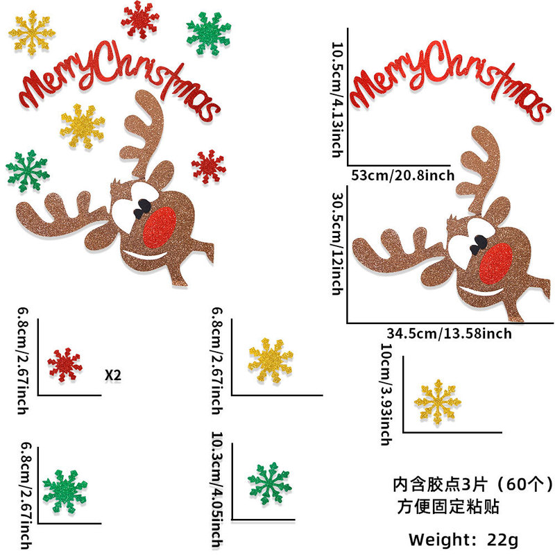 新しいクリスマスの装飾のドアはヘラジカのクリスマスツリーの雪だるまの漫画のフェルトの窓を貼ってクリスマスの家庭の装飾用品を貼ります。|undefined