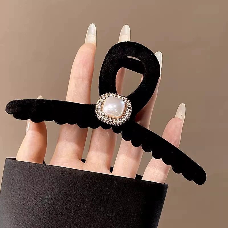 Краб-зажим для волос (hair claw) с жемчугом и акрилом, большой декоративный зажим, летние модели
