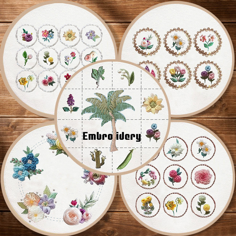 Original-Nuevo producto Bordado Diy Paquete de material de tela hecho a mano transfronterizo Paquete de práctica de costura hecho a mano creativa en inglés