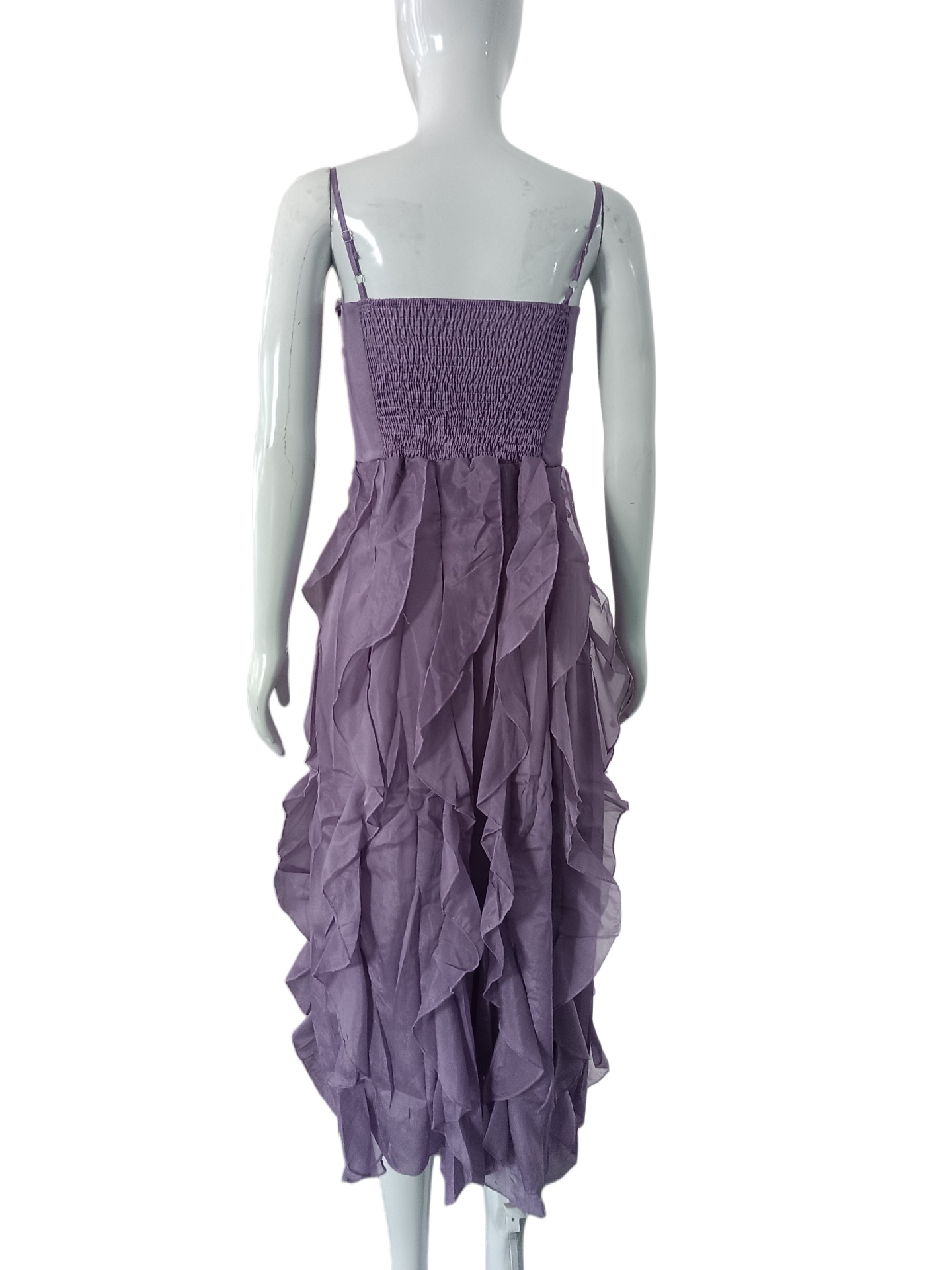 Women's Elegant Halter Belted Ruffled Heavy Embroidered Flowy Midi Dress – Spring Summer Gown_ecoleips.com