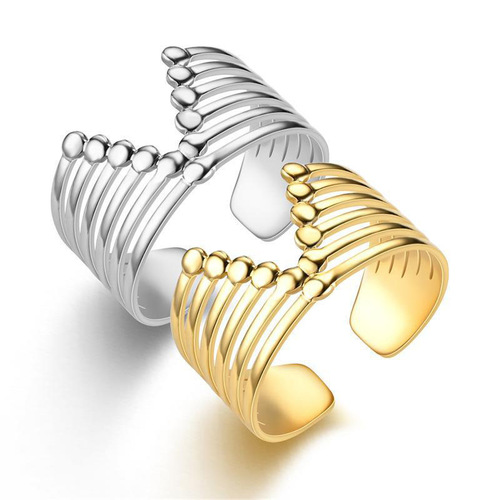  European and American retro ins cold wind lava series open titanium steel ring women's French simple ring tail ring