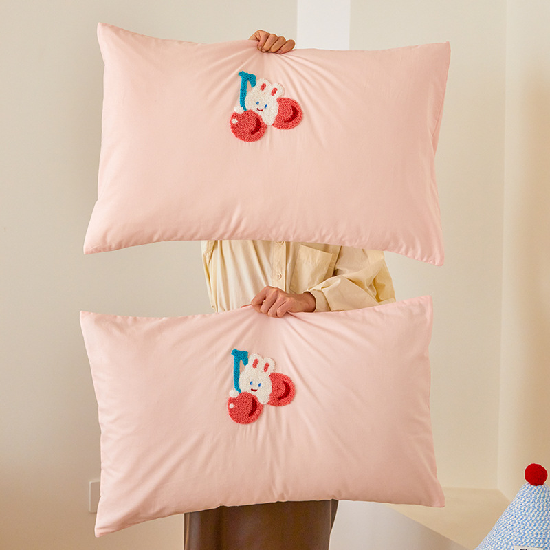 Un par de fundas de almohada bordadas con toalla de algodón ins 48x74 funda de almohada grande para adultos de algodón simple funda de núcleo de almohada para estudiantes
