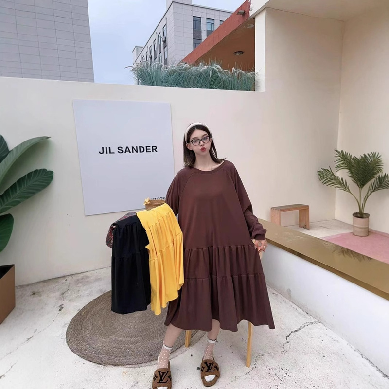 De Rong dress Lined Loose plus size chubby girl Women's Autumn and Winter New Thickened Warm Over-the-knee Base Nightdress Long Dress De Rong dress Lined Loose plus size chubby girl Women's Autumn and Winter New Thickened Warm Over-the-knee Base Nightdress Long Dress