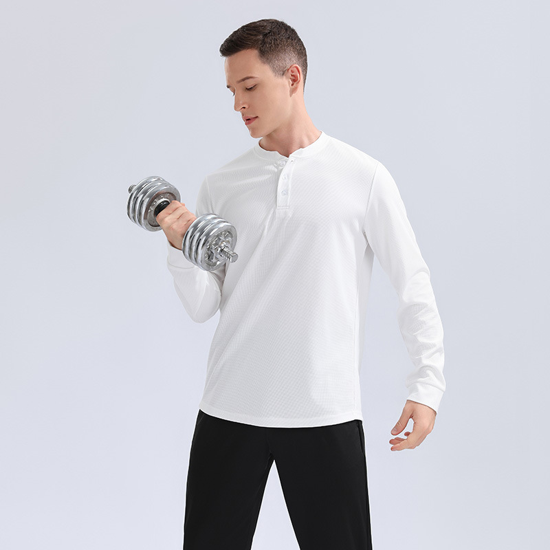 Lulu Otoño e Invierno deportes de los hombres ropa de secado rápido Cuello pequeño running fitness manga larga transfronteriza nueva casual cuello redondo top