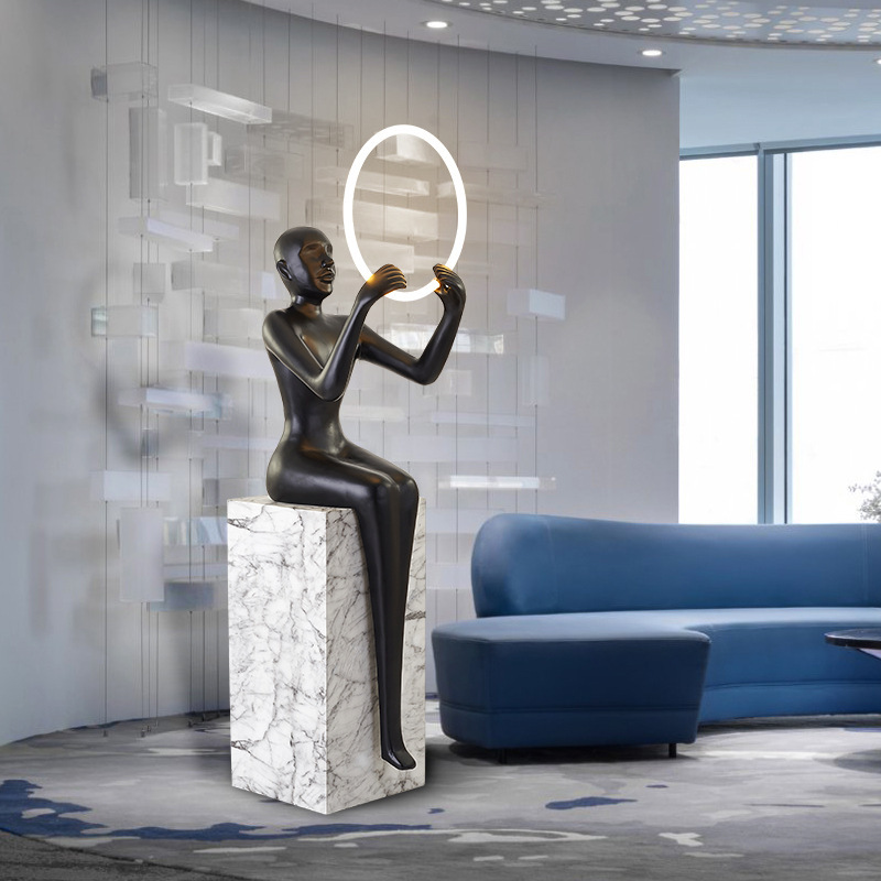 Abstract character ball portrait lamp sculpture floor lamp sales office art decoration gorilla lamp vertical body lamp
