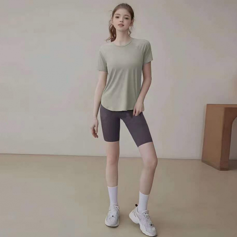 スポーツ速乾性 Tシャツ女性の大きいサイズルーズメッシュカジュアルフィットネス半袖ランニングヨガトップ女性の夏の供給|undefined