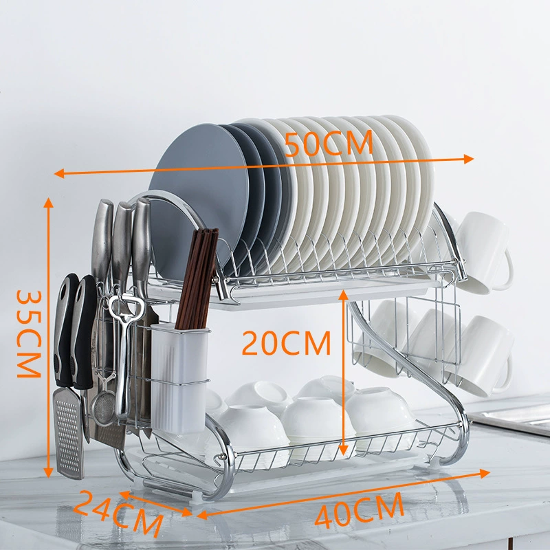 Kitchen storage rack floor-mounted multi-layer storage drainage dish rack double-layer bowl tableware storage bowl rack reality