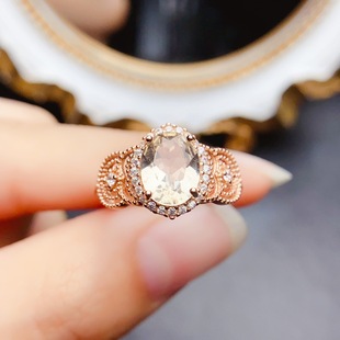 New natural square pillar ring S925 silver inlaid main stone 7*9mm Joker net red explosions women's jewelry wholesale
