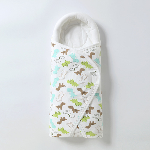 Spring and summer new style pure cotton newborn sleeping bag baby windproof warm blanket cute printed baby swaddle Velcro