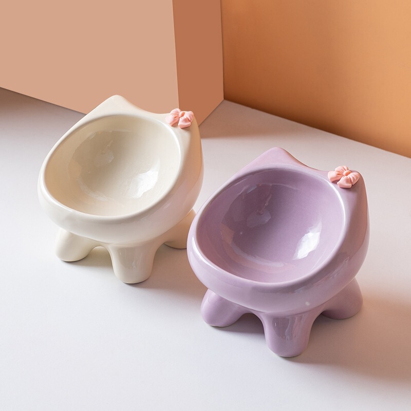 Super Cute Cat Food Bowl Ceramic Cat Bowl Dog Bowl Cat Rice Bowl Cat Eating Bowl Cat Food Bowl Cat Basin Pet Supplies
