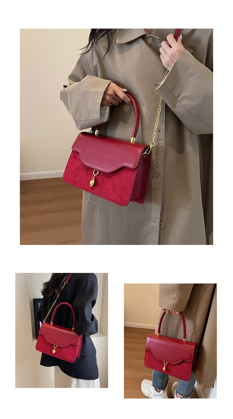 Borsa a tracolla in velluto rosso retro piccola borsa a mano sposa_voghion.com