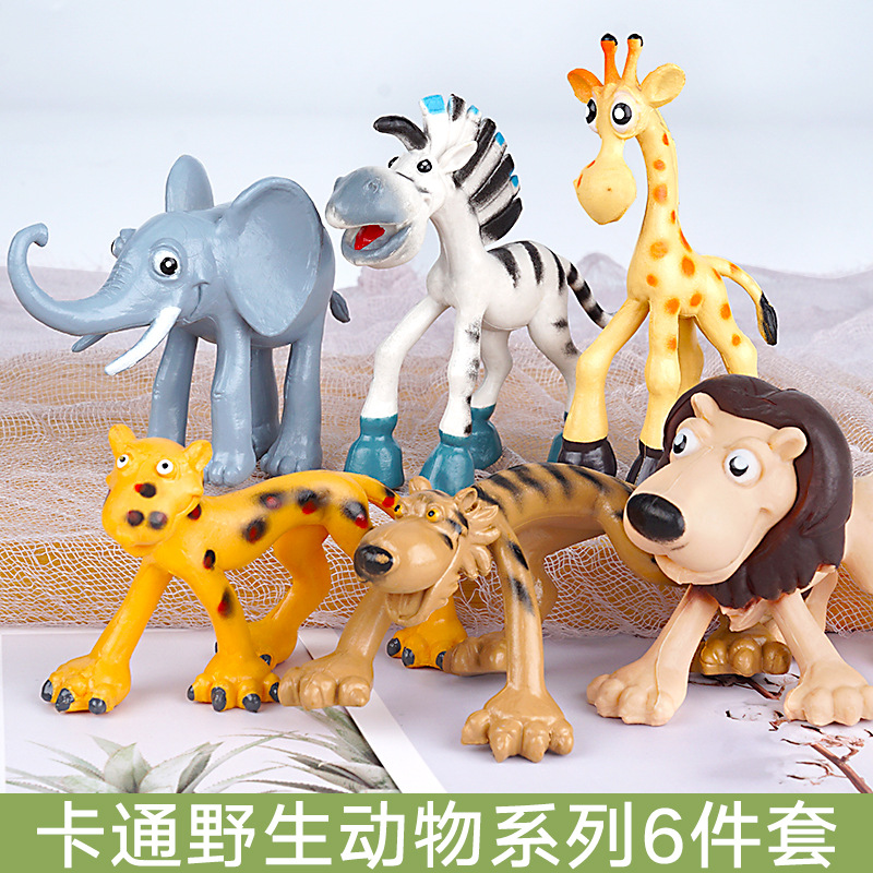 6 cartoon wild animals
