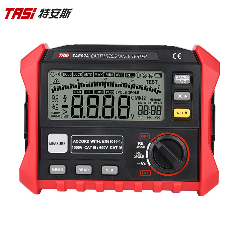 特安斯接地电阻测试仪 TA862A 接地电压测量 高精度数显地阻摇表