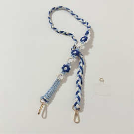 瑾瑞宝蓝色手机斜跨绳金属小花装饰 防丢挂脖绳适用多数手机壳