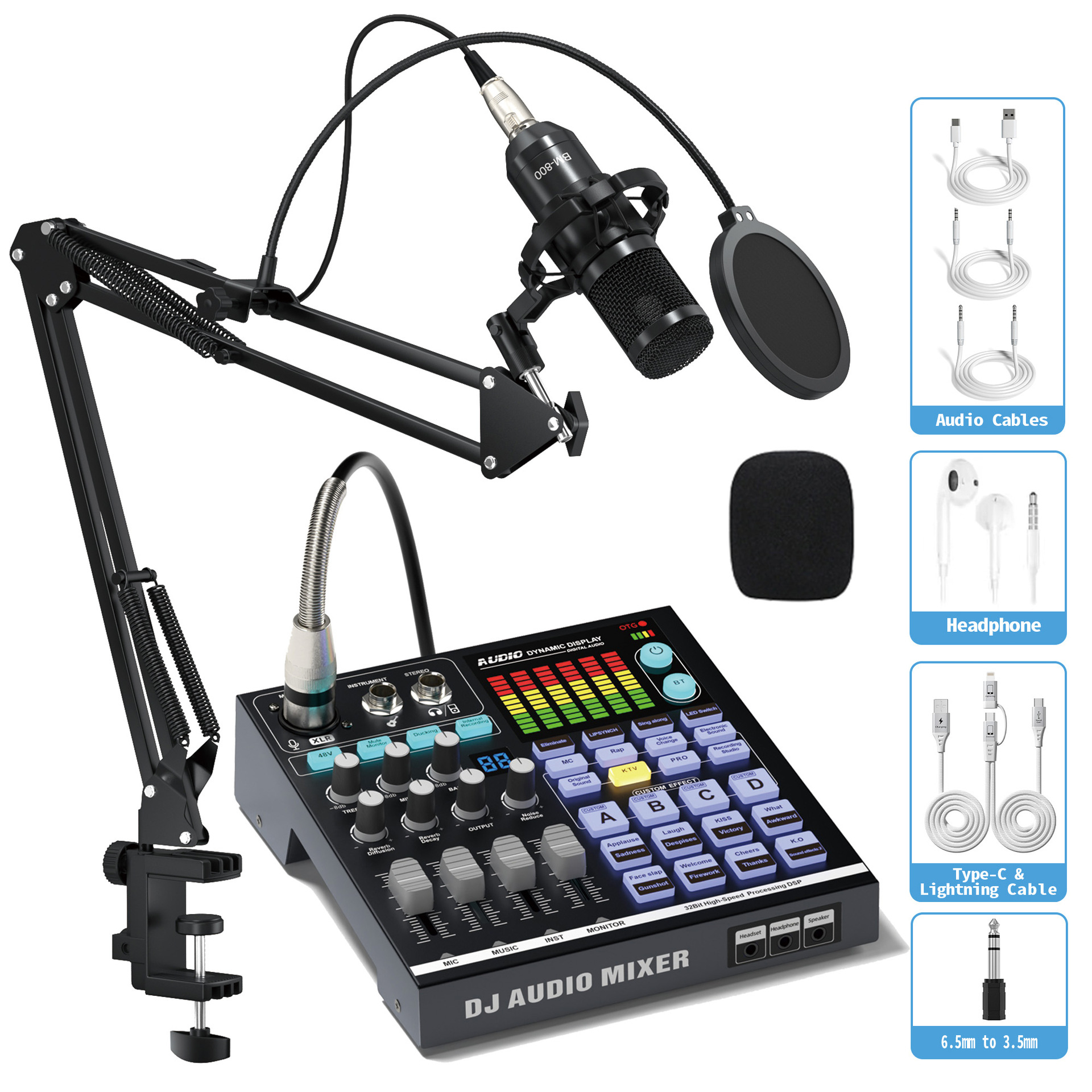 Live Streaming Sound Card Live Streaming Karaoke Set Computer Mixer Sound Card Audio Audio Production Hifi