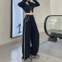 宽松新款直筒高腰阔腿裤