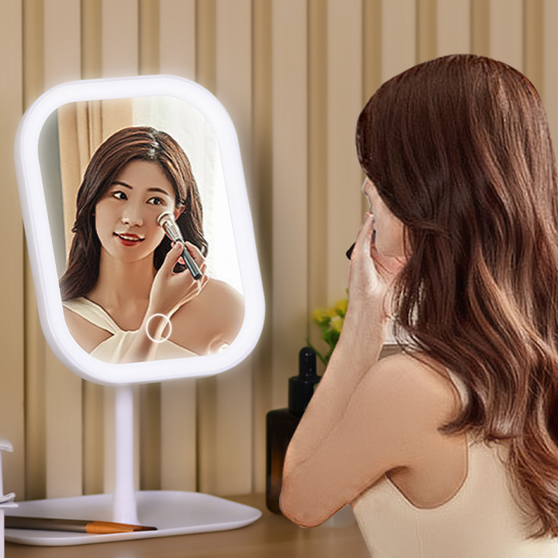 Led Light European Makeup Mirror Desktop Multifunctional Makeup Mirror with Light Adjustable Desktop Dressing Mirror