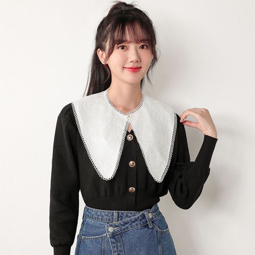 Lace shawl women's cape summer white multi-functional sunscreen with skirt bow tie fake collar