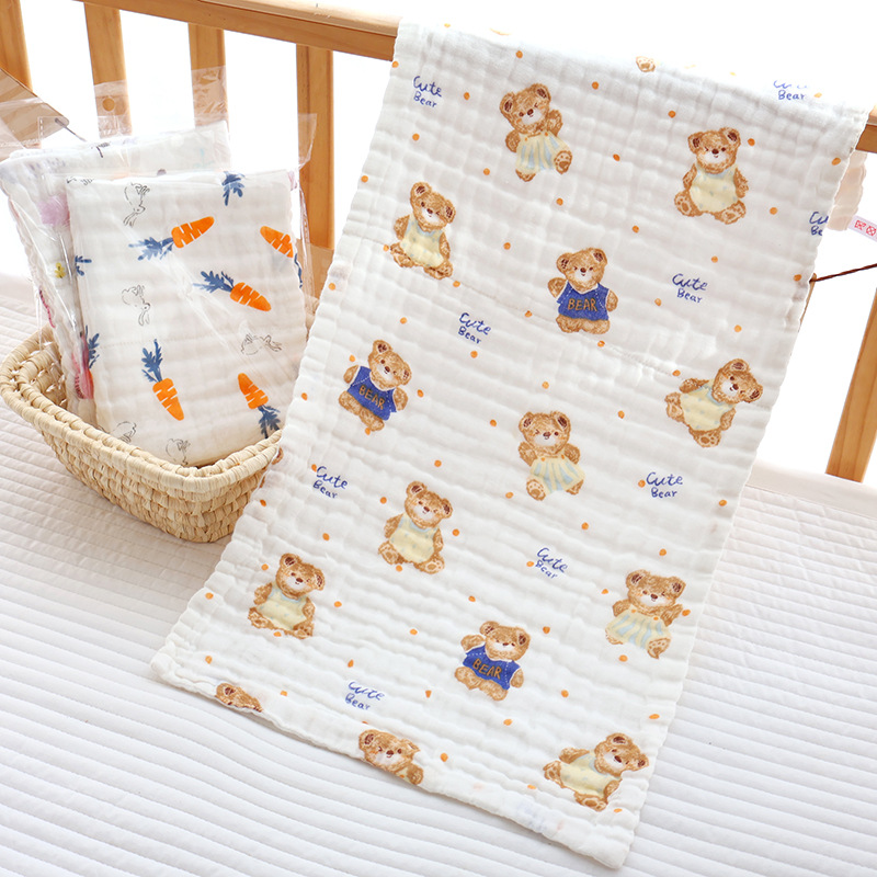 Baby bath towel, gauze burp cloth, blanket, adult towel, six-layer cotton gauze, 35*75cm, Class A baby towel