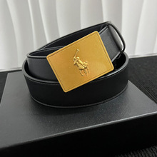 新款男士腰带高质量品牌合金扣4.0cm宽度polo系列时尚商务腰带