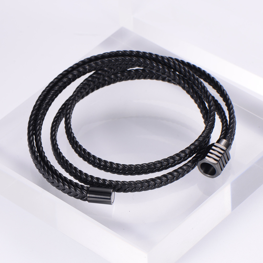 18K Gold Plated Plating Material No Inlaid Inlay Material Luxurious 304 Stainless Steel No Inlaid 18K Gold Plated Vacuum Plating Unisex Men Cord & Leather Bracelets