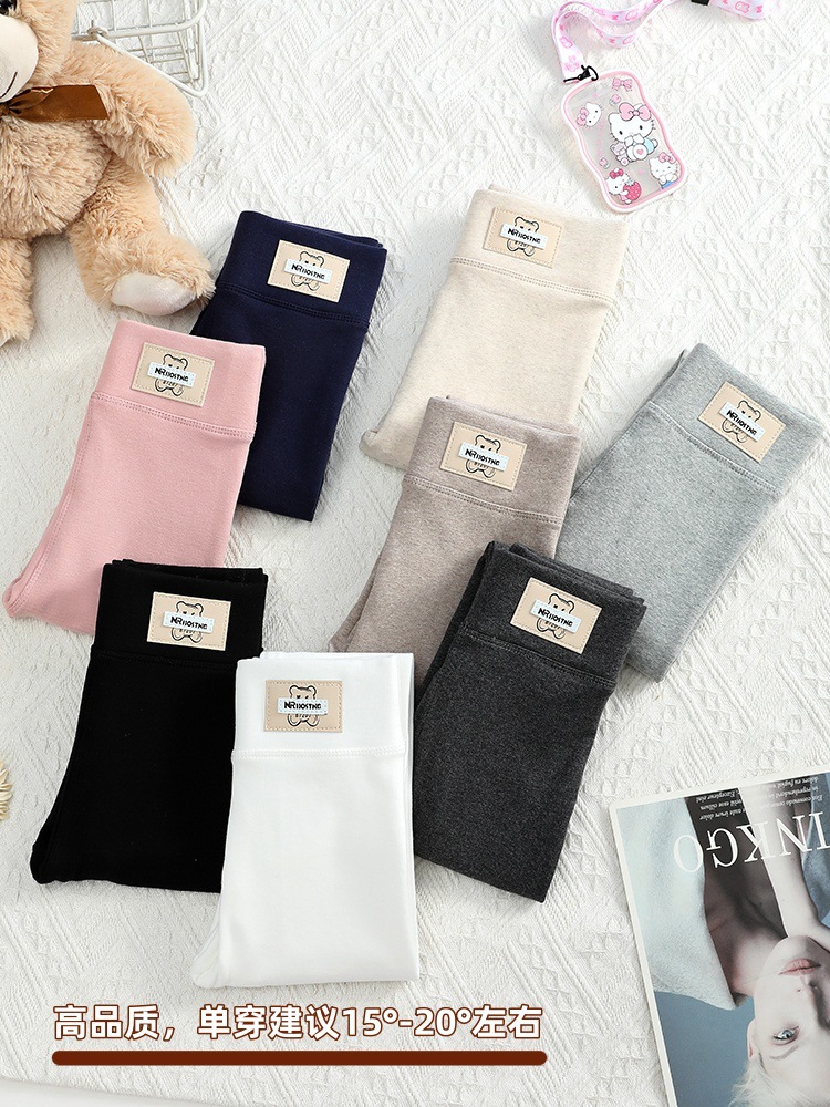 Niña primavera y otoño leggings niños primavera pantalones de algodón abrasivos niñas de cintura alta pantalones de estilo extranjero bebé