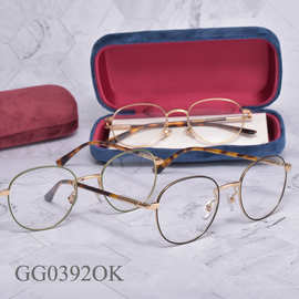 复古圆框G家眼镜架GG0392金属近视眼镜框直播平光眼镜代发