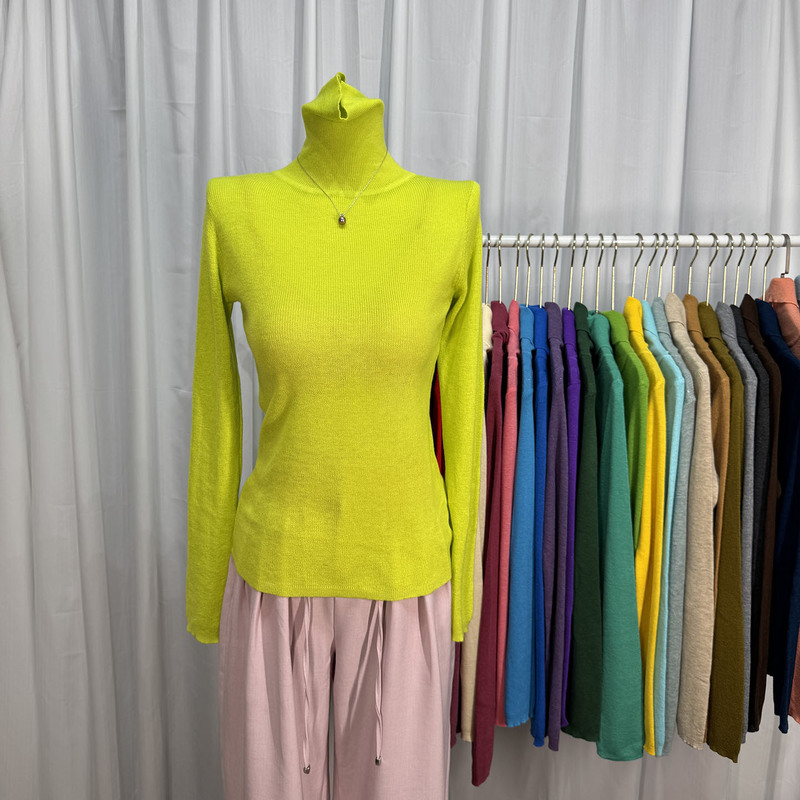In Stock~30 Colors Fine-Spun Women's Ultra-Thin High-Neck Solid Color Slightly Sheer Wool Base Sweater Knitwear New Autumn and Winter Style In Stock~30 Colors Fine-Spun Women's Ultra-Thin High-Neck Solid Color Slightly Sheer Wool Base Sweater Knitwear New Autumn and Winter Style