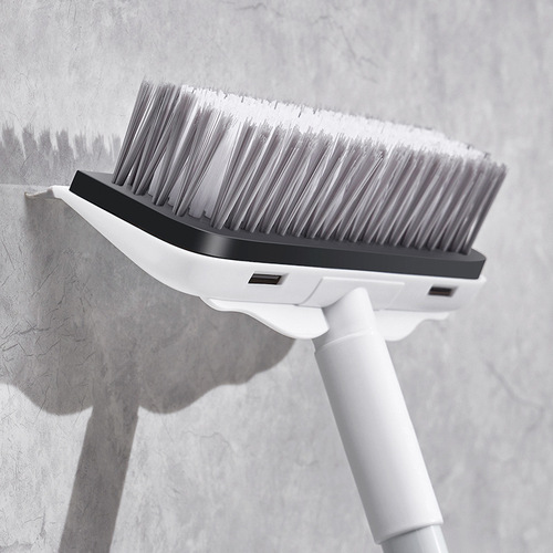 Bathroom floor brush hard-bristled floor brush bathroom floor seam brush scraper two-in-one long-handled tile cleaning brush