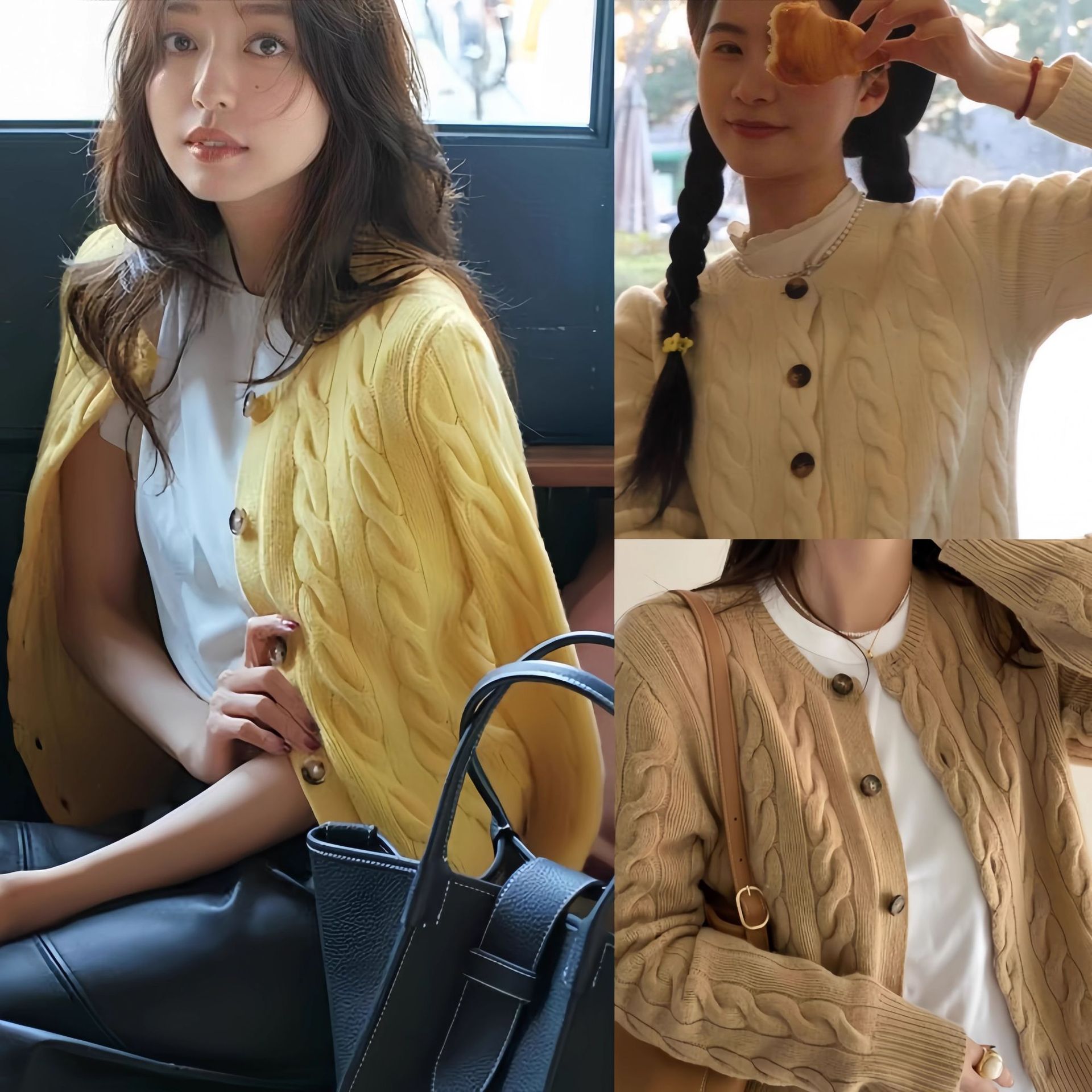 Rl Ralph Pony Embroidered Twist Knit Women's Cardigan Round Neck Wool Cardigan Short Top Jacket