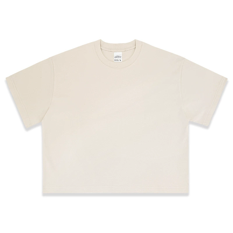 Футболка boxy cropped мужская, свободный clean-fit 260 GSM, короткий рукав, потертости